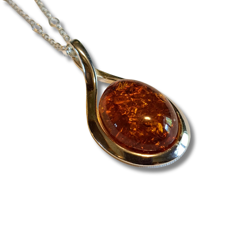 HW-2581 Pendant Oval/Silver Twist Bail $85 at Hunter Wolff Gallery